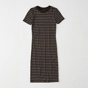 Knit Bodycon Dress in Black Stripe